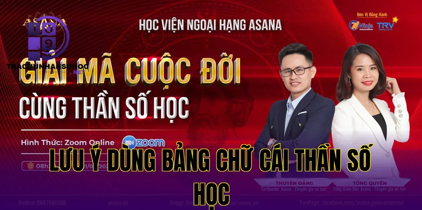 lưu ý dùng bảng chữ cái thần số học